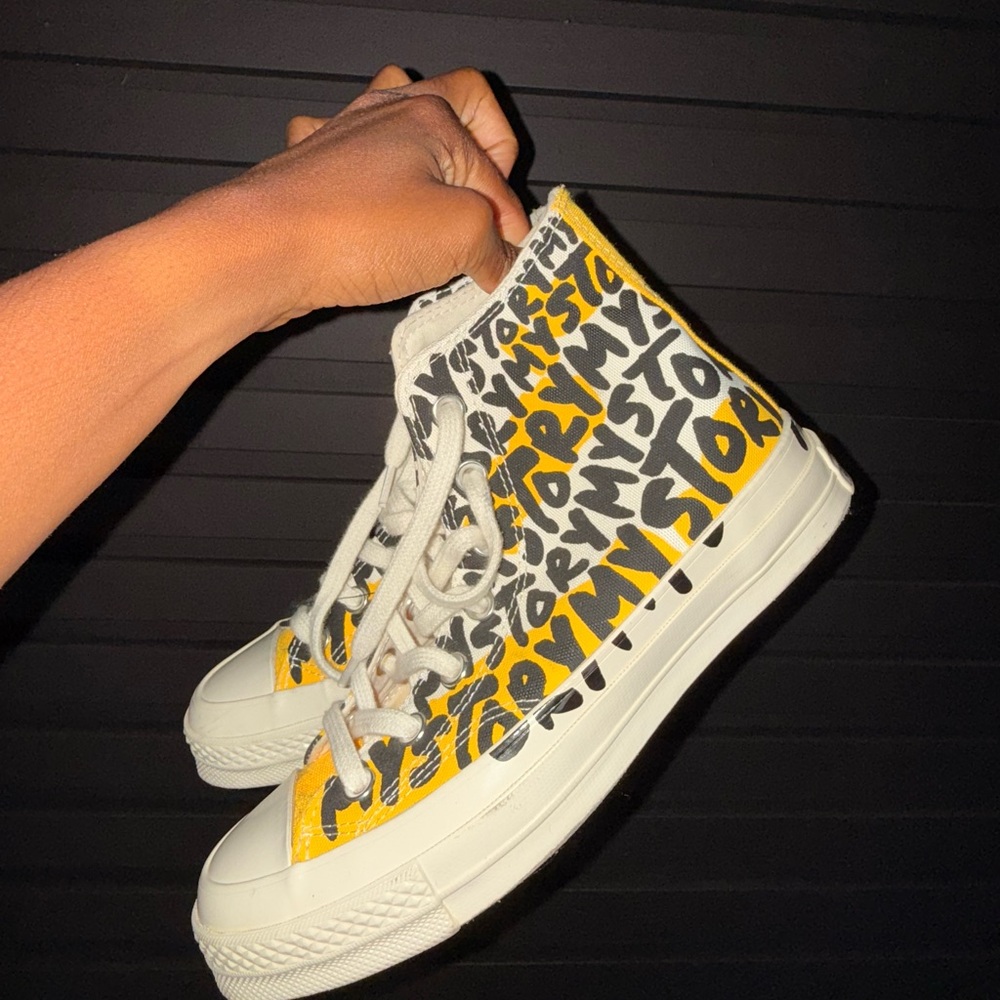 Converse Yellow and Black Graphic High-Tops